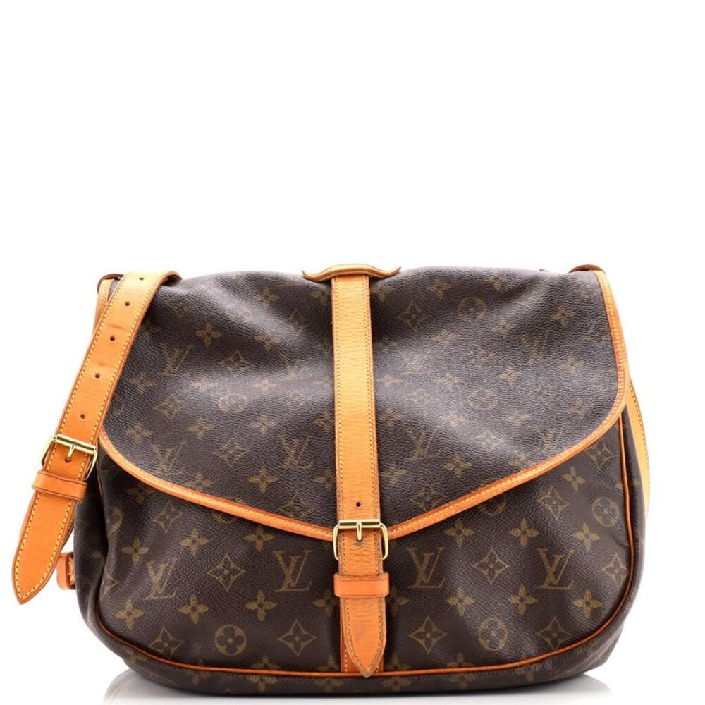 Louis Vuitton Saumur Handbag Monogram Canvas 35 Brown